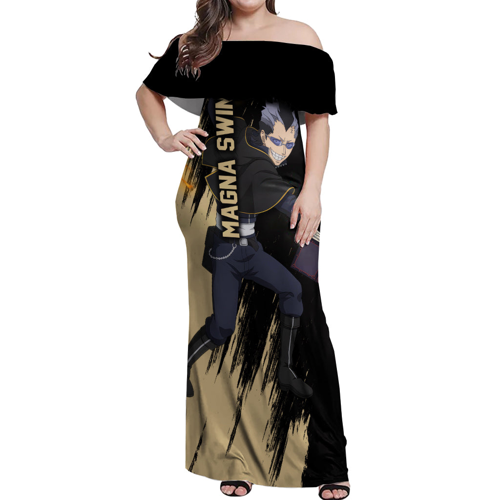 Black Bull Magna Swing Off Shoulder Maxi Dress Black Clover Anime