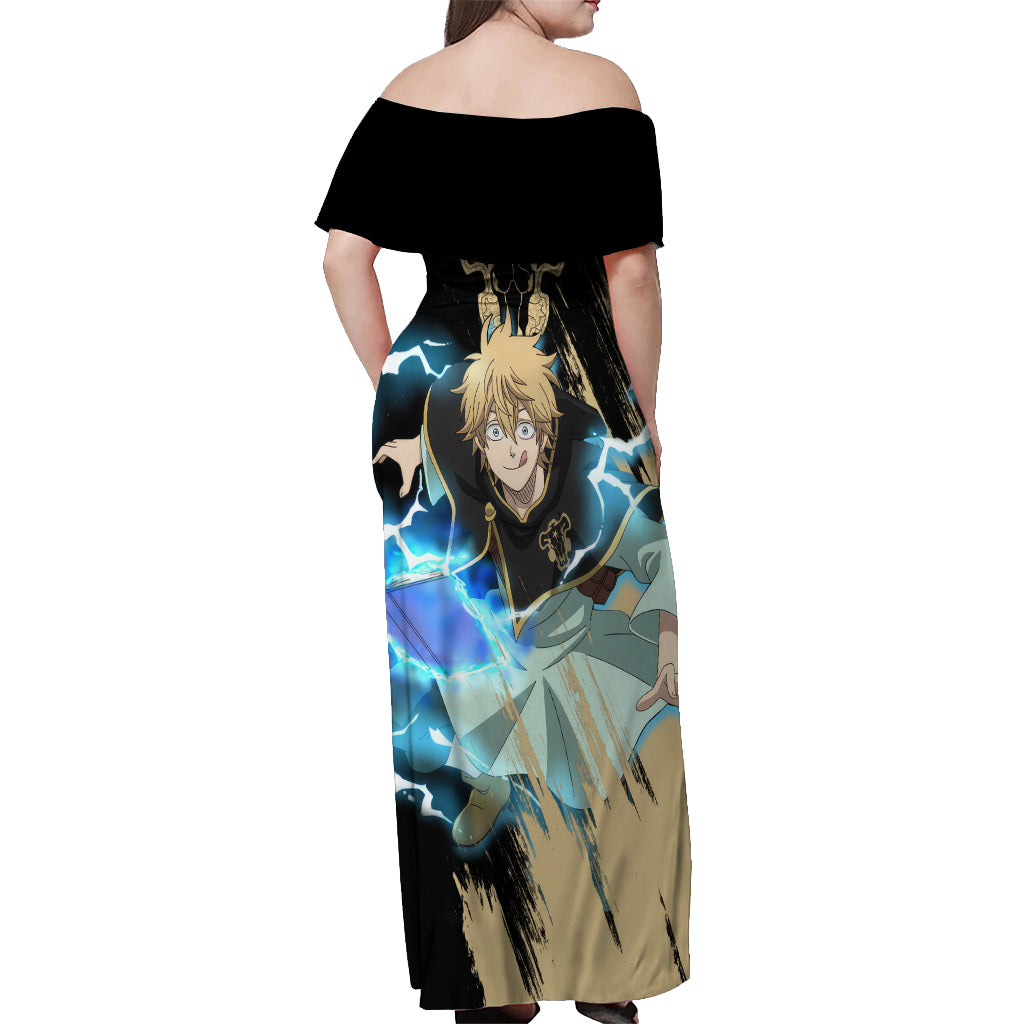 Black Bull Luck Voltia Off Shoulder Maxi Dress Black Clover Anime