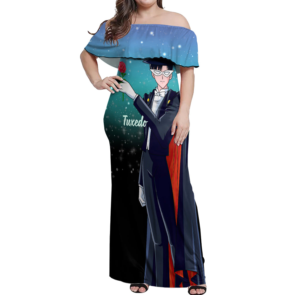 Tuxedo Off Shoulder Maxi Dress Sailor Moon