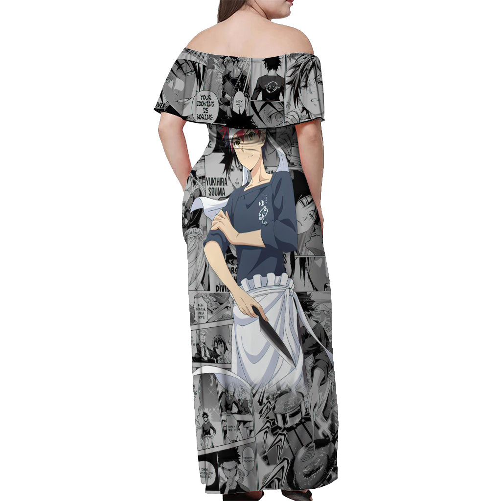 Shokugeki no Soma Off Shoulder Maxi Dress Yukihira Souma Anime