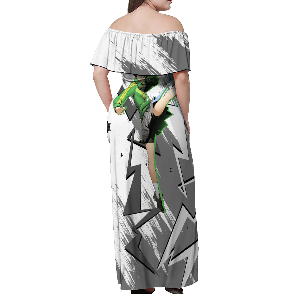 Chie Satonaka Persona Off Shoulder Maxi Dress Anime Mix Polygon Cyber Style