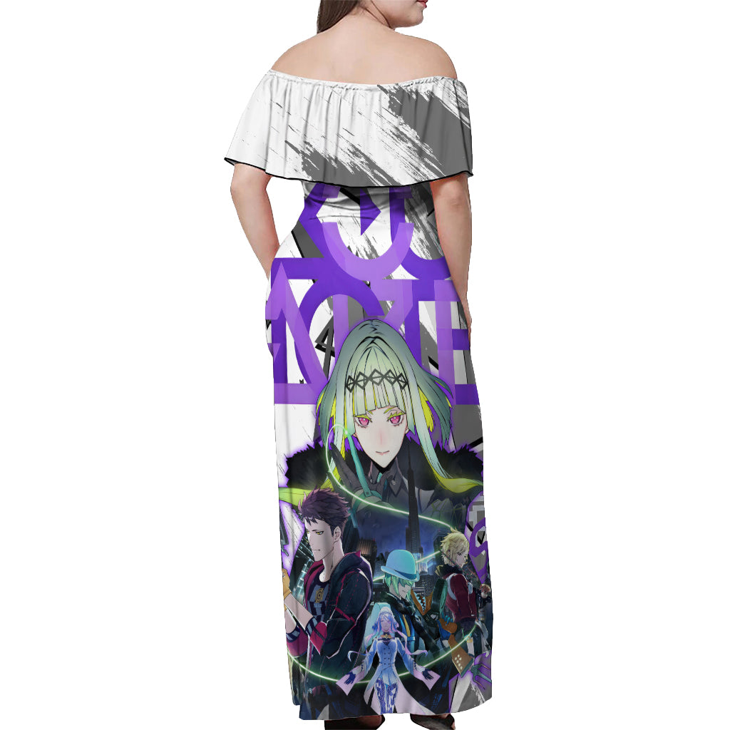Soul Hackers 2 Persona Off Shoulder Maxi Dress Anime Mix Polygon Cyber Style