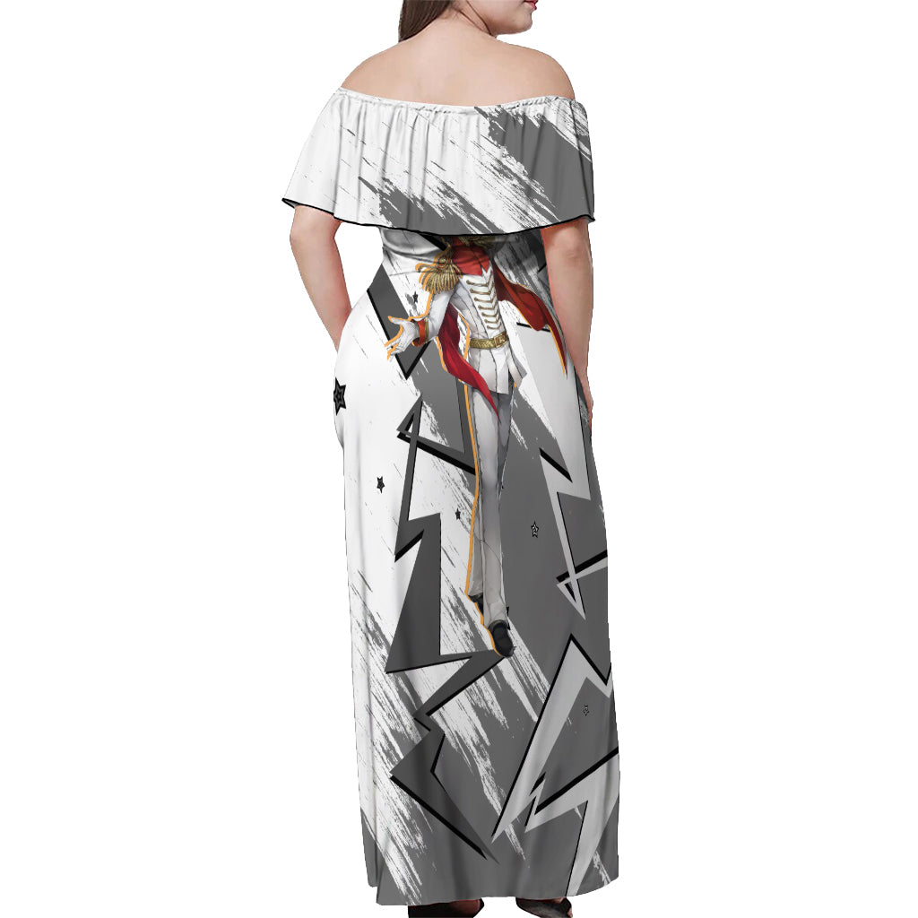 Goro Akechi Persona Off Shoulder Maxi Dress Anime Mix Polygon Cyber Style
