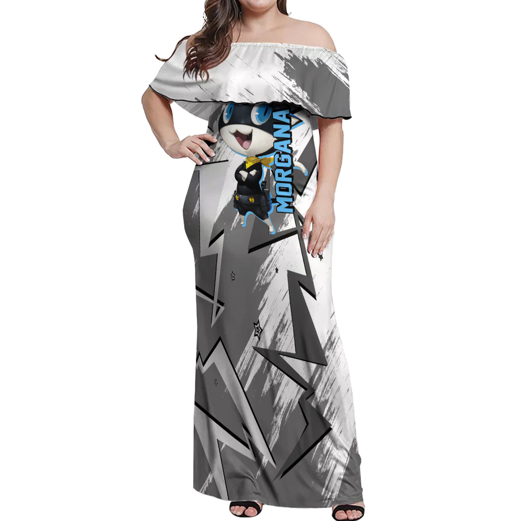 Morgana Persona Off Shoulder Maxi Dress Anime Mix Polygon Cyber Style