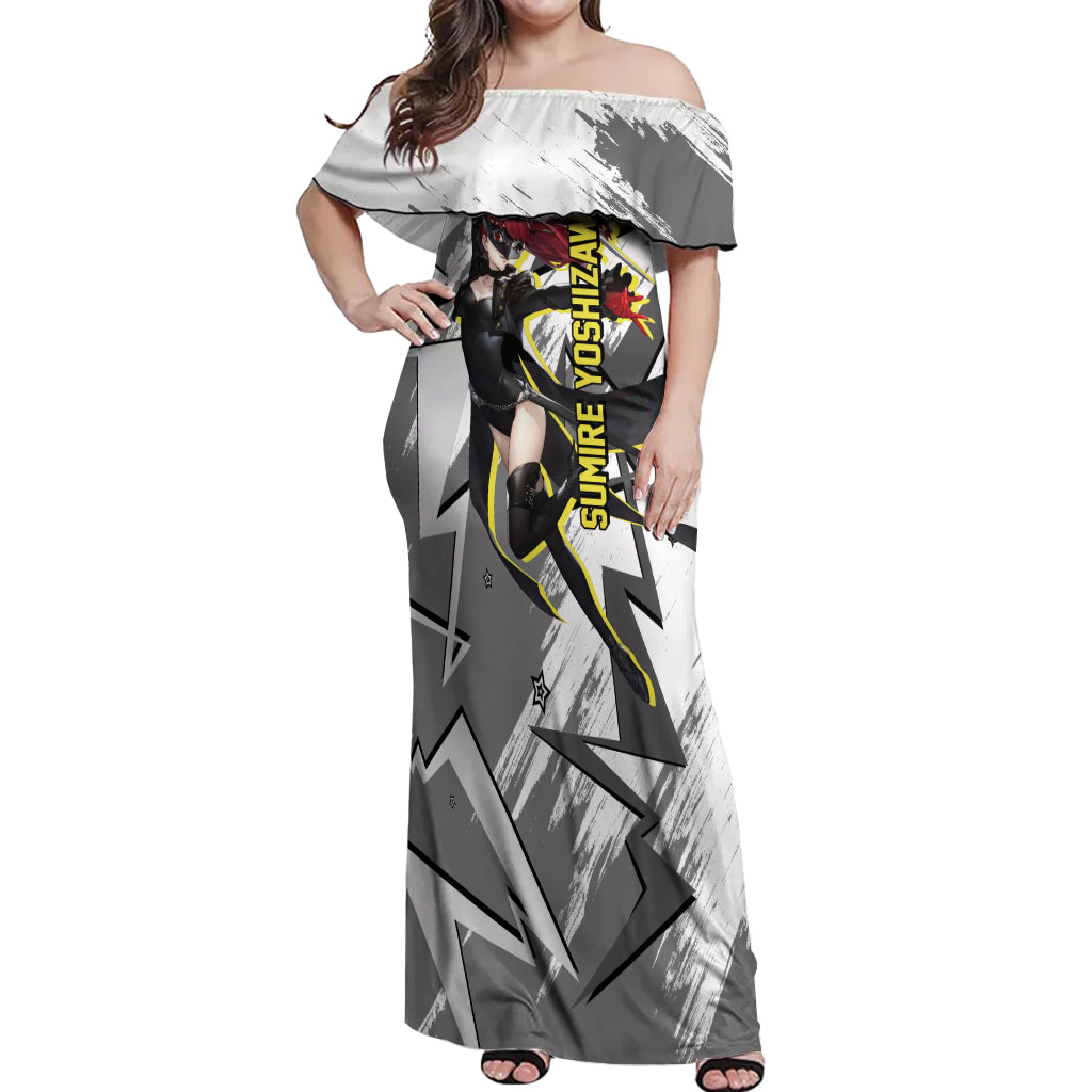 Sumire Yoshizawa Persona Off Shoulder Maxi Dress Anime Mix Polygon Cyber Style