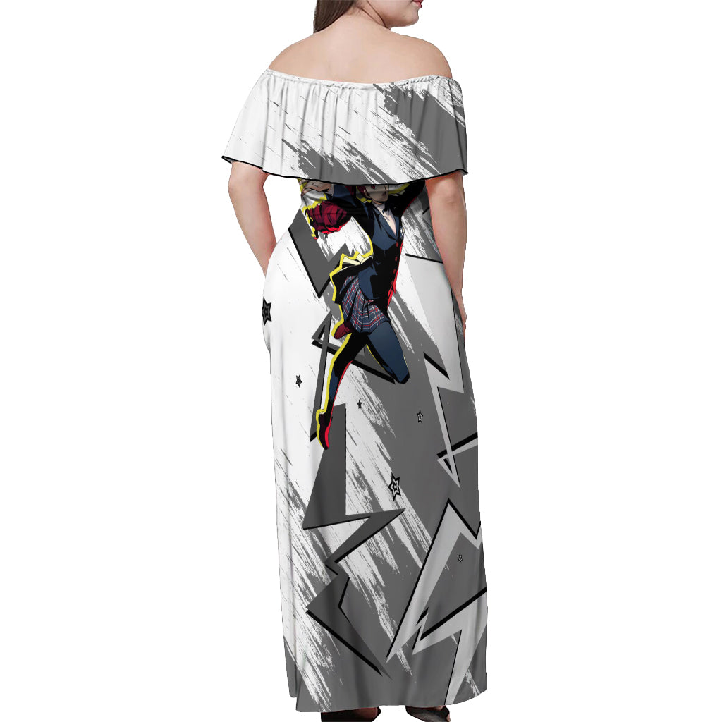 Sumire Yoshizawa Persona Off Shoulder Maxi Dress Anime Mix Polygon Cyber Style