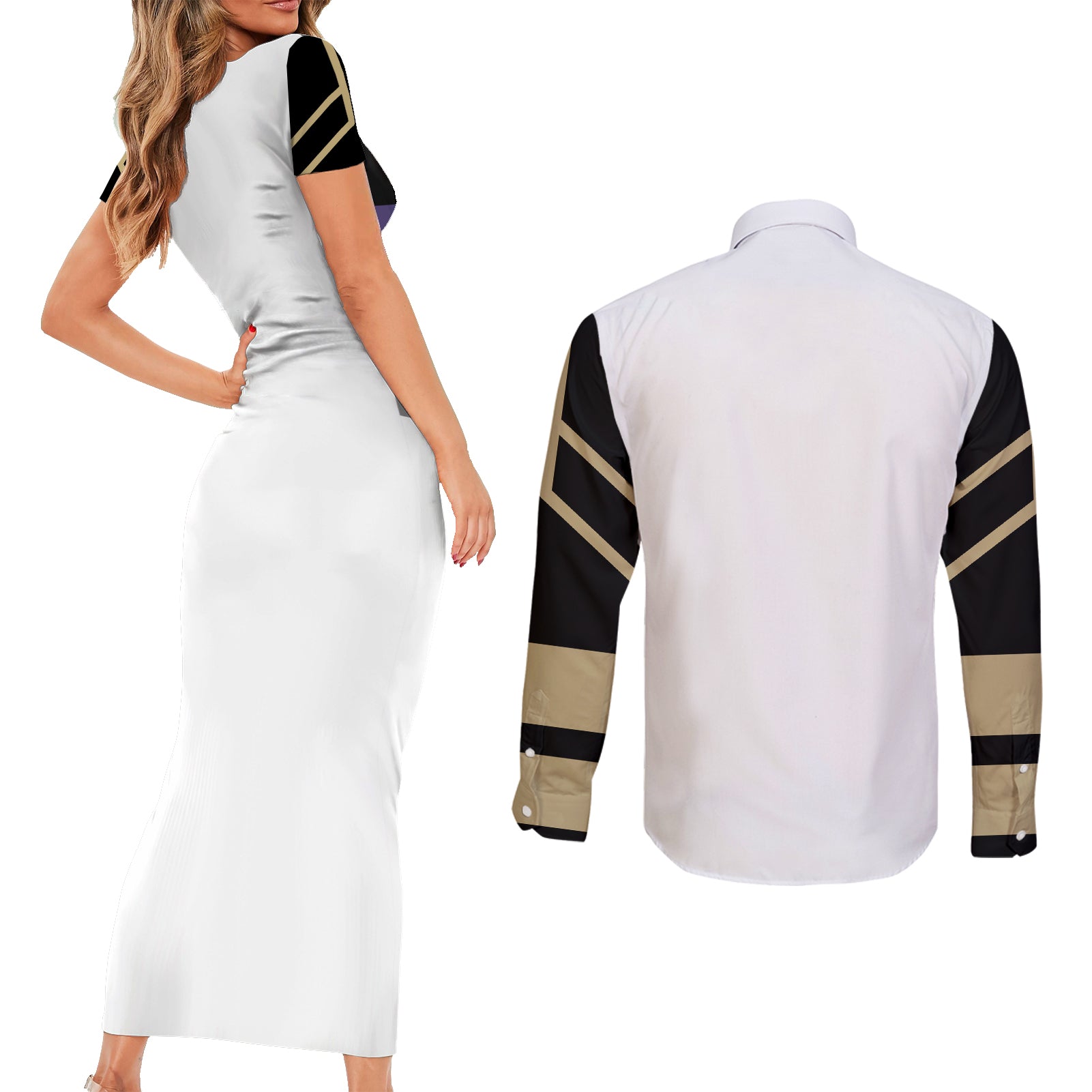 Tamaki Amajiki - My Hero Academia Couples Matching Short Sleeve Bodycon Dress and Long Sleeve Button Shirt Anime Style