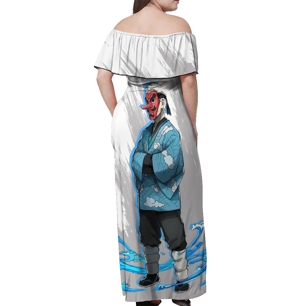 Sakonji Urokodaki Off Shoulder Maxi Dress Demon Slayer