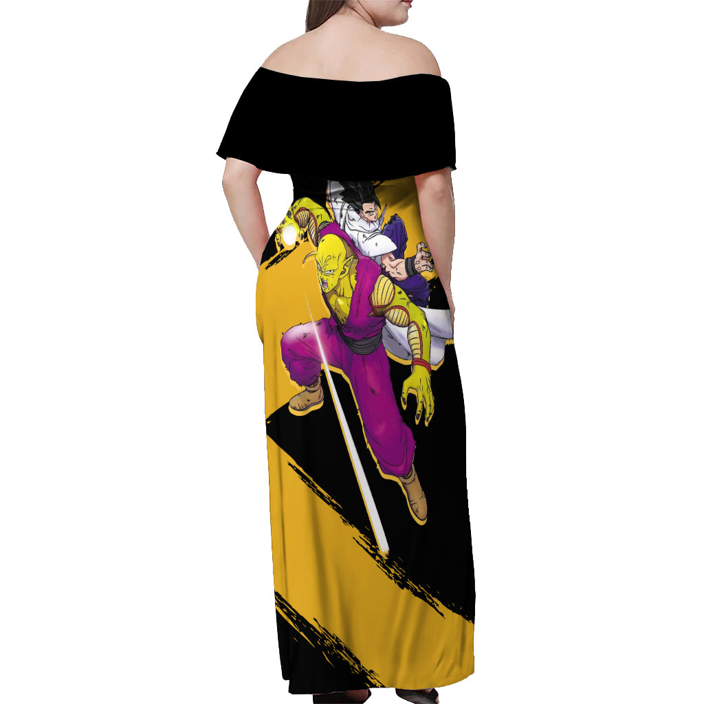 Gohan and Piccolo Off Shoulder Maxi Dress Dragon Ball Super