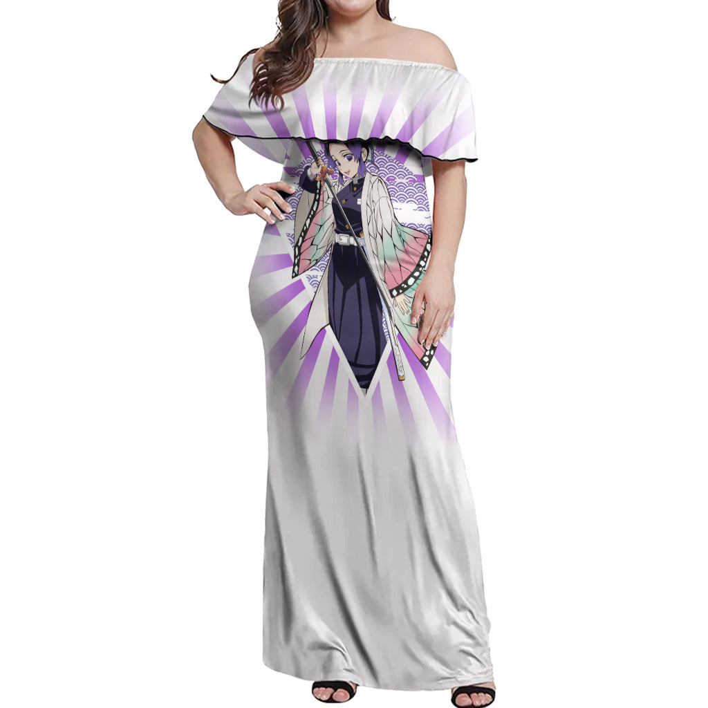 Shinobu Kochou Off Shoulder Maxi Dress Demon Slayer