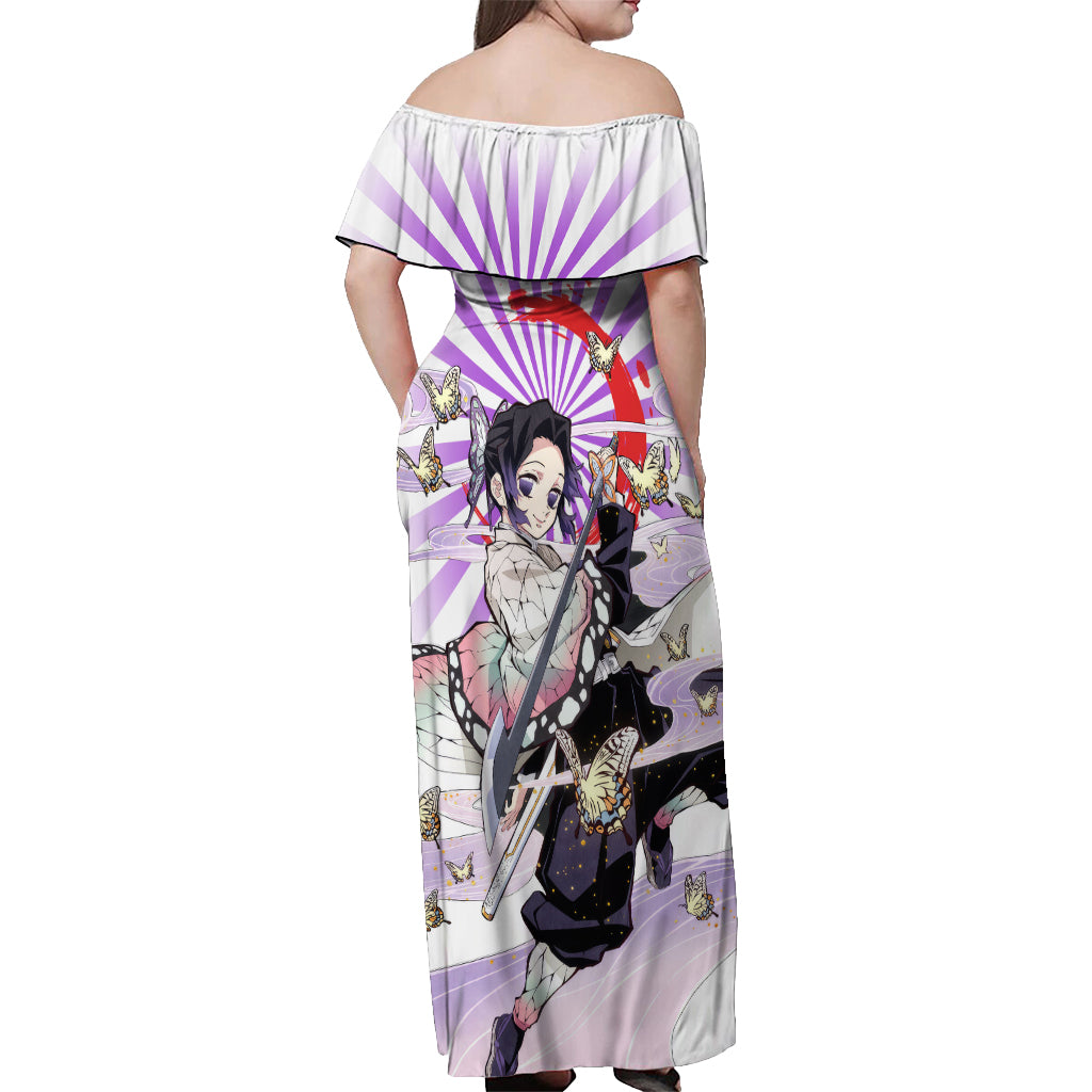 Shinobu Kochou Off Shoulder Maxi Dress Demon Slayer