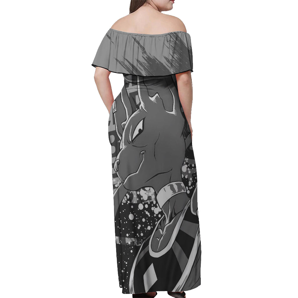 Beerus Dragon Ball Off Shoulder Maxi Dress Anime Mix Text Pattern Abstract Style