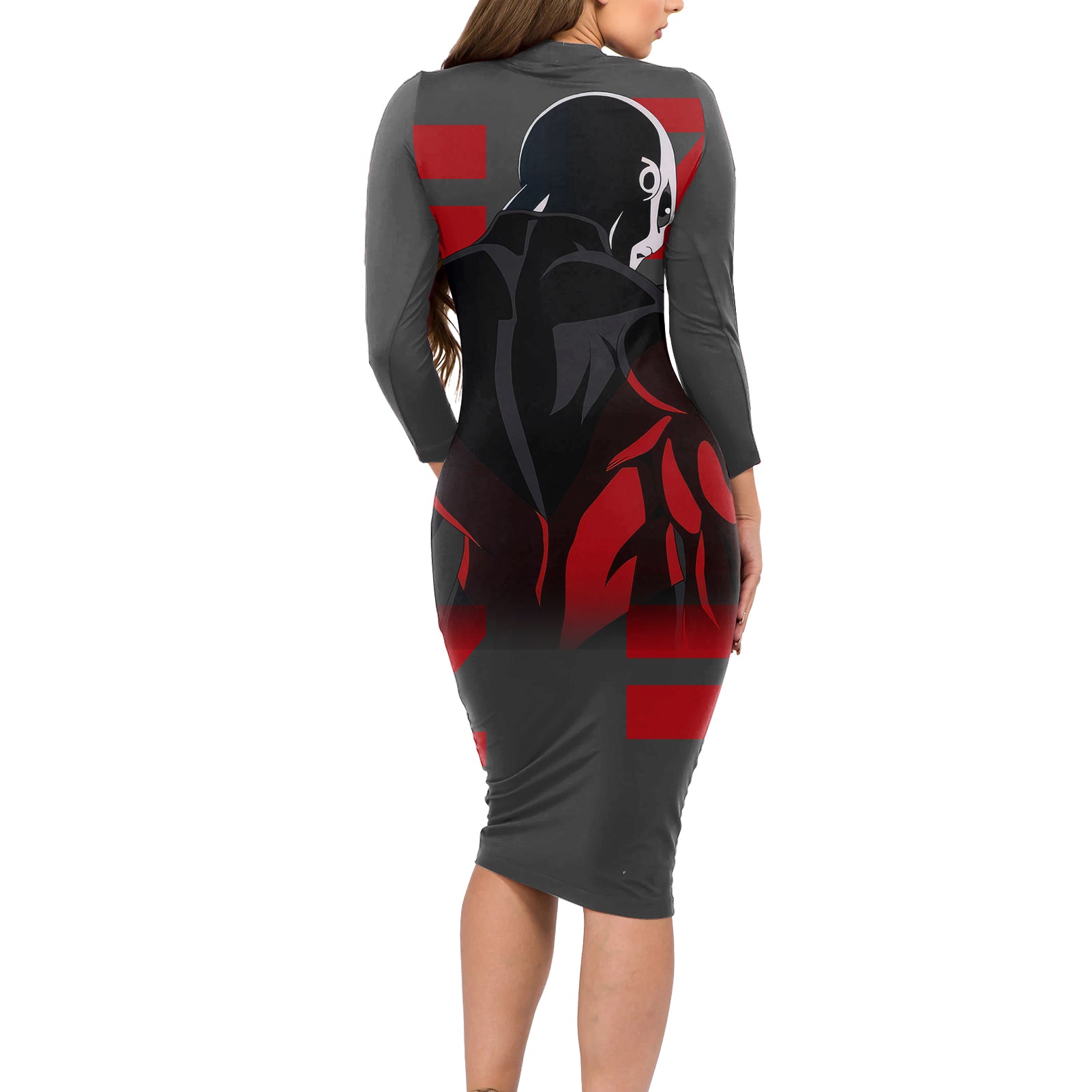 Jiren Dragon Ball Long Sleeve Bodycon Dress Anime Mix Text Pattern Abstract Style