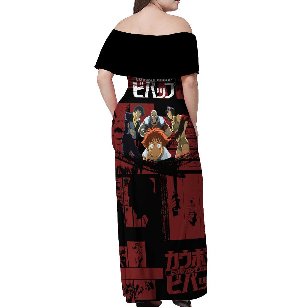 Bebop - Cowboy Bebop Off Shoulder Maxi Dress Anime Mix Manga Style