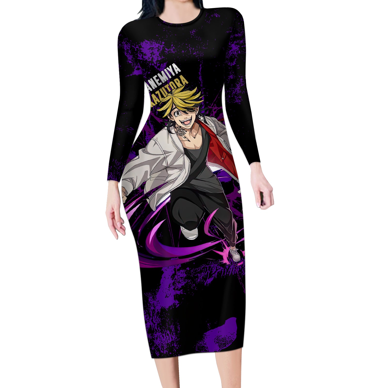 Hanemiya Kazutora Long Sleeve Bodycon Dress Anime Style