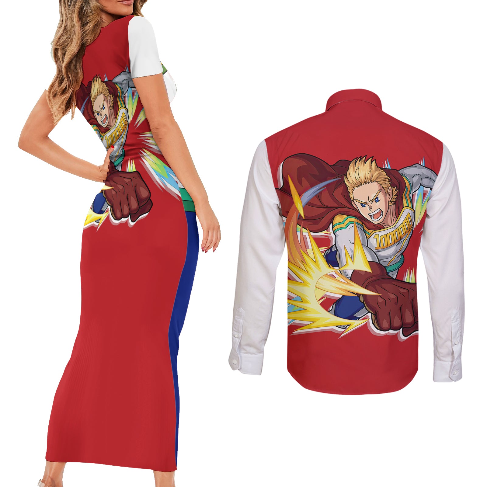 Mirio Togata - My Hero Academia Couples Matching Short Sleeve Bodycon Dress and Long Sleeve Button Shirt Anime Style