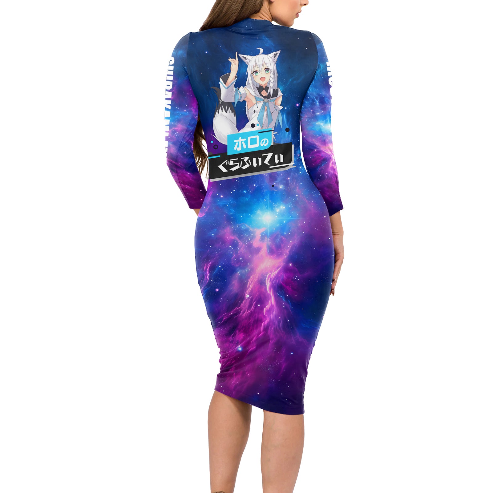 Shirakami Fubuki Holo Live Long Sleeve Bodycon Dress Galaxy Style