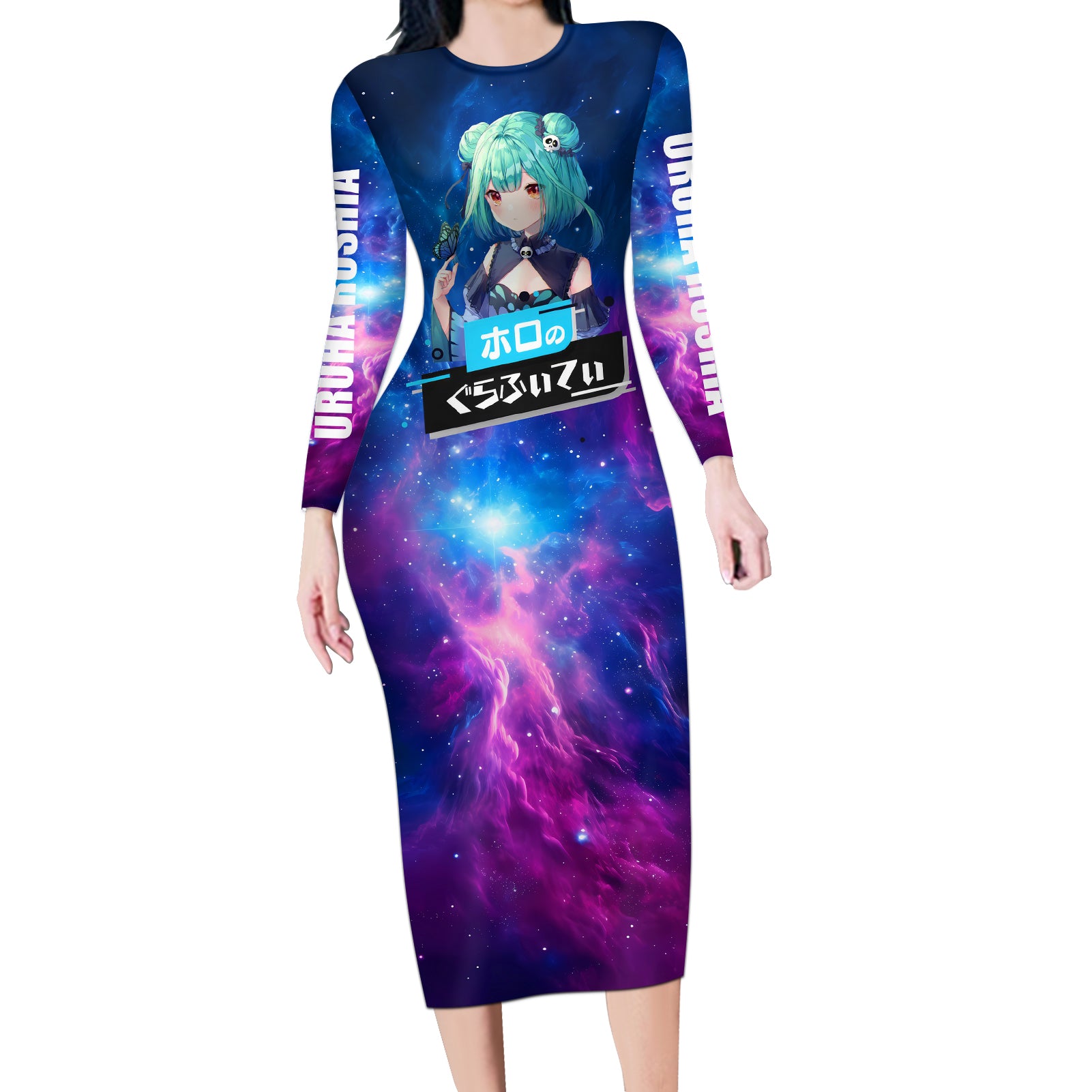 Uruha Rushia Holo Live Long Sleeve Bodycon Dress Galaxy Style