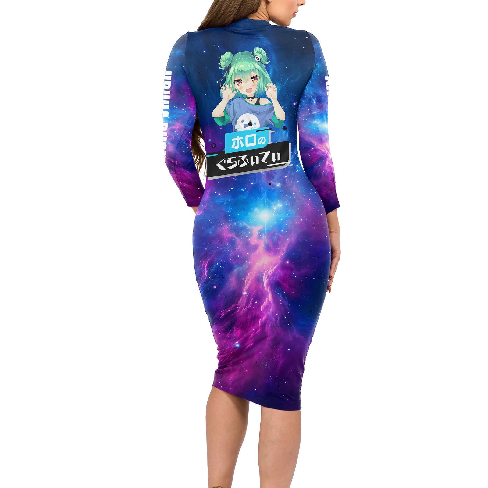 Uruha Rushia Holo Live Long Sleeve Bodycon Dress Galaxy Style