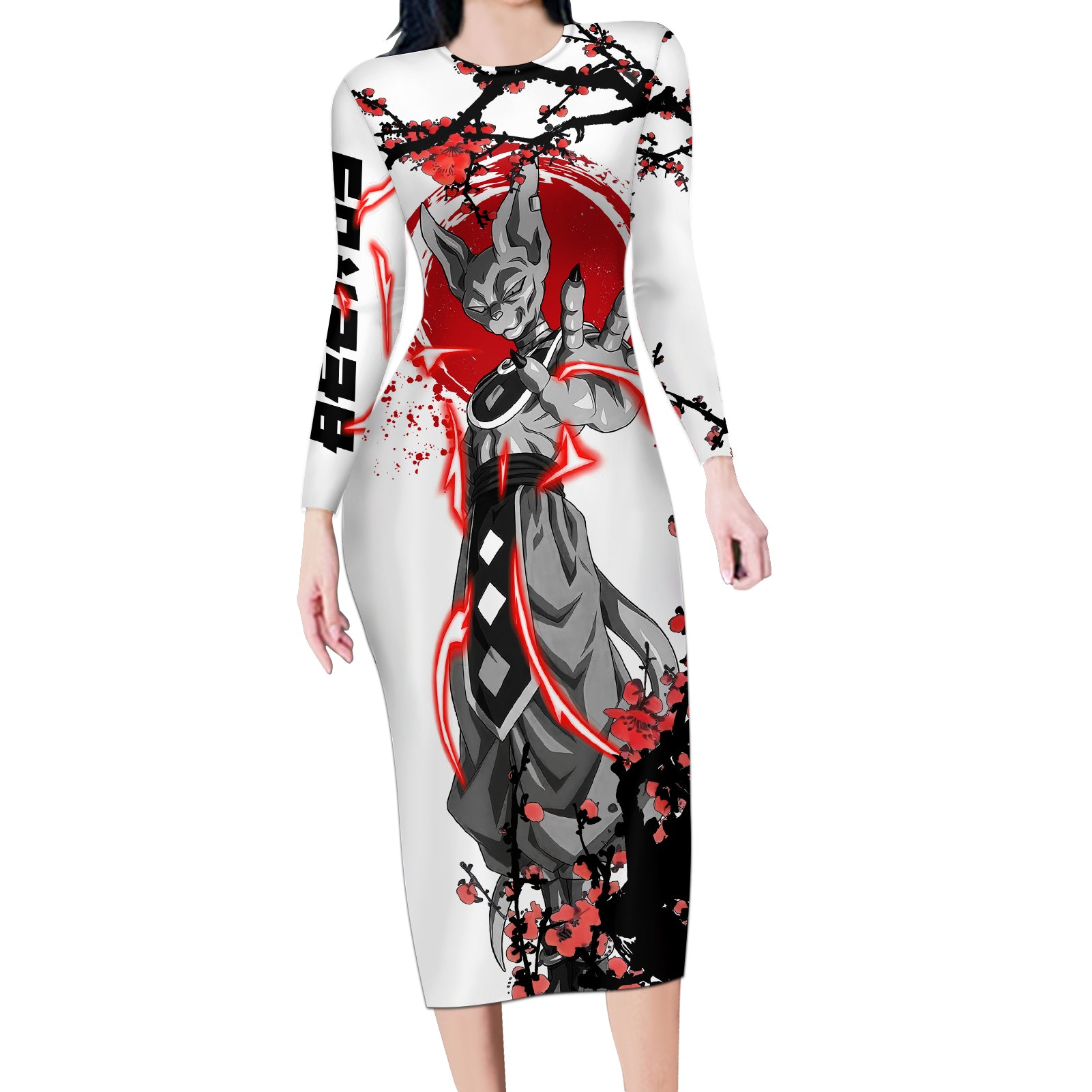 Beerus Dragon Ball Long Sleeve Bodycon Dress Anime Japan Style