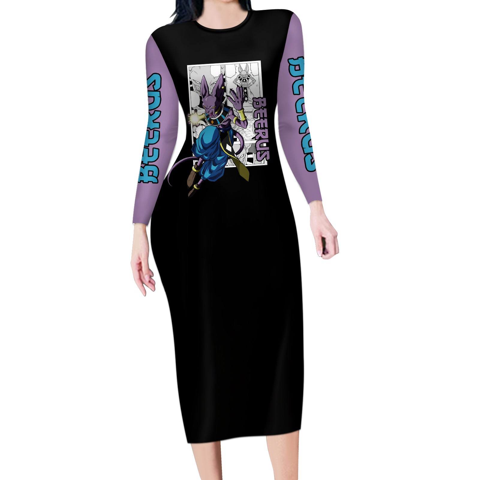 Beerus Long Sleeve Bodycon Dress Dragon Ball Mix Anime Manga