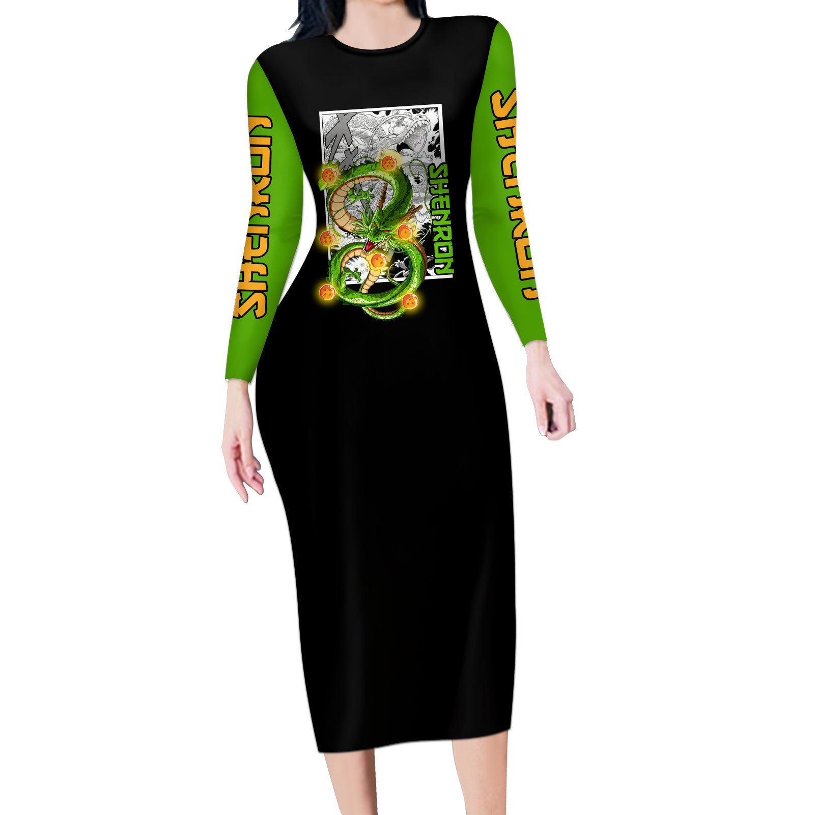 Shenron Long Sleeve Bodycon Dress Dragon Ball Mix Anime Manga