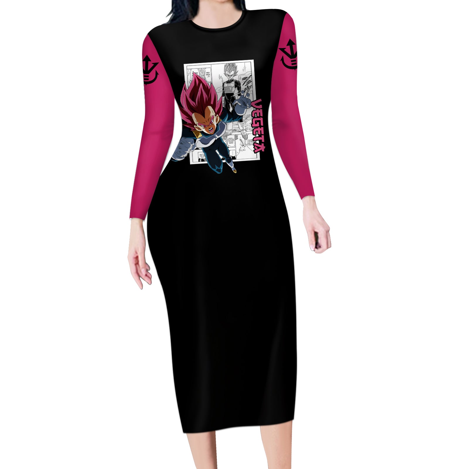 Vegeta God Long Sleeve Bodycon Dress Dragon Ball Mix Anime Manga