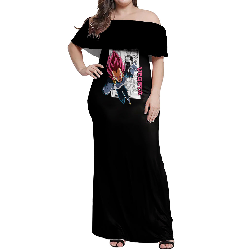 Vegeta God Off Shoulder Maxi Dress Dragon Ball Mix Anime Manga