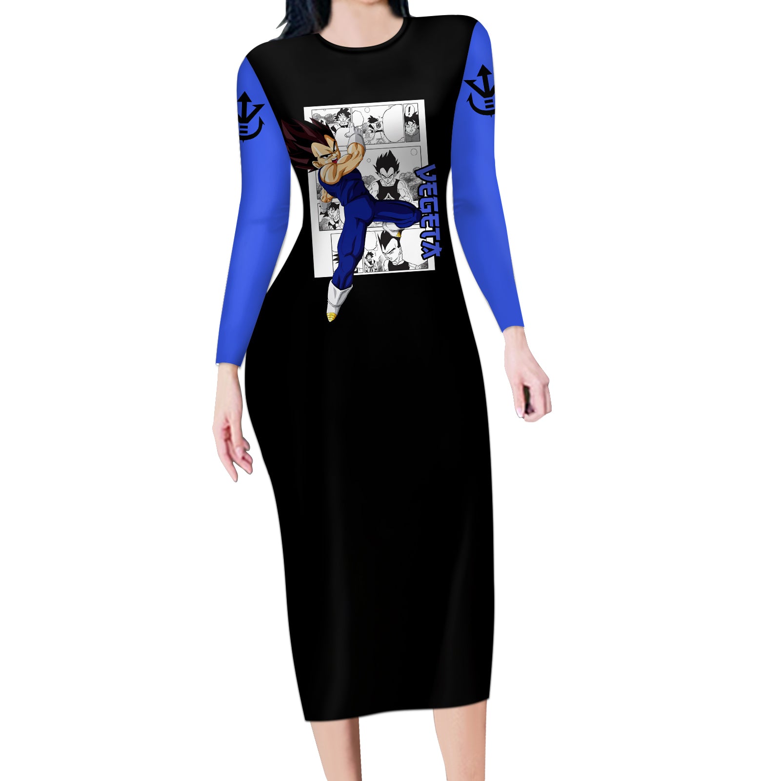 Vegeta Long Sleeve Bodycon Dress Dragon Ball Mix Anime Manga