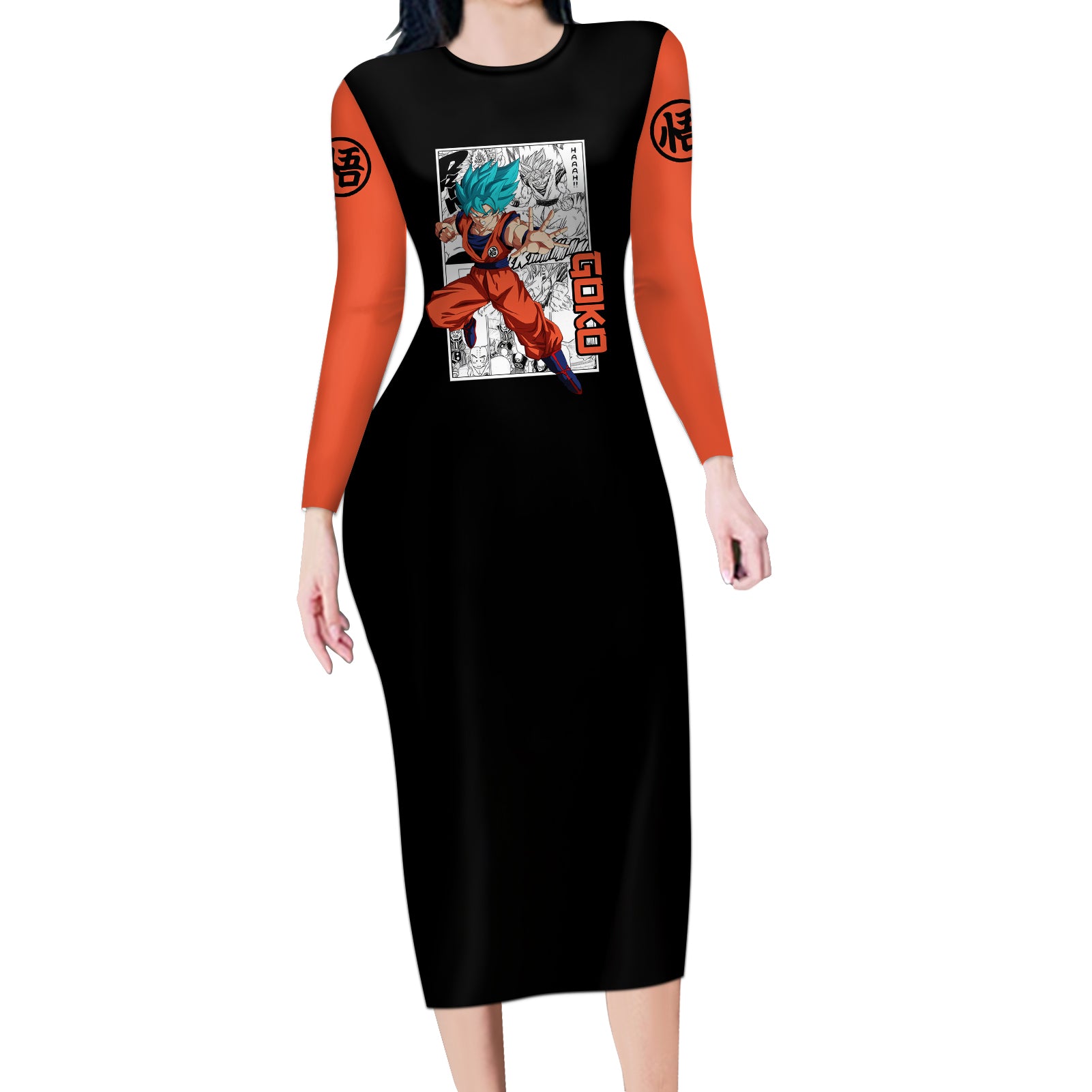 Goku Blue Long Sleeve Bodycon Dress Dragon Ball Mix Anime Manga