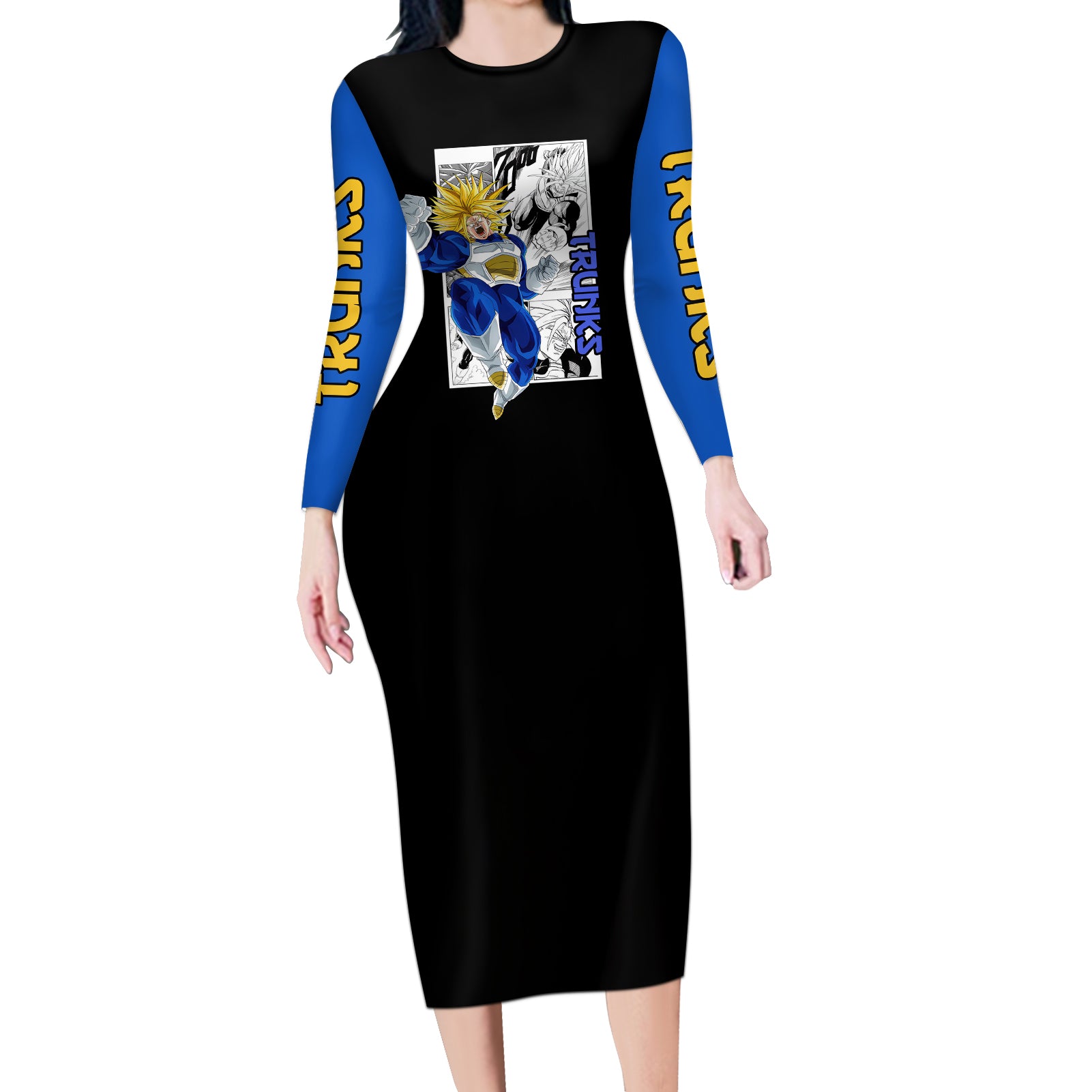 Future Trunks Ultra SSJ Long Sleeve Bodycon Dress Dragon Ball