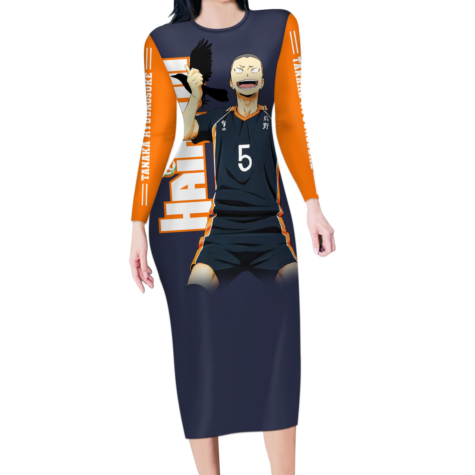 Karasuno Tanaka Long Sleeve Bodycon Dress Haikyu