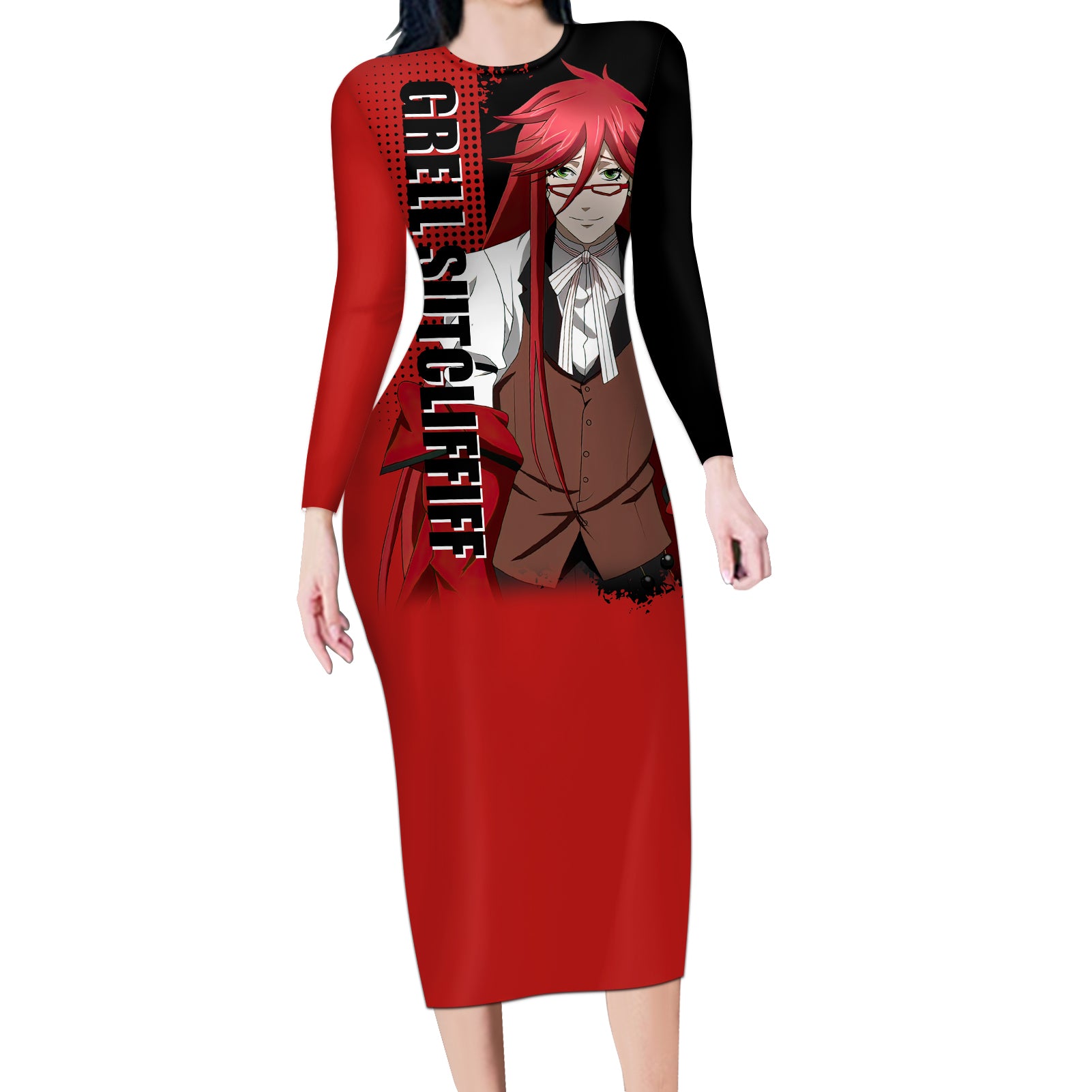 Grell Sutcliff Long Sleeve Bodycon Dress Black Butler