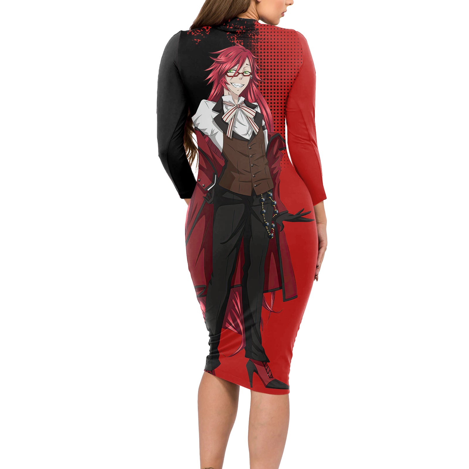 Grell Sutcliff Long Sleeve Bodycon Dress Black Butler