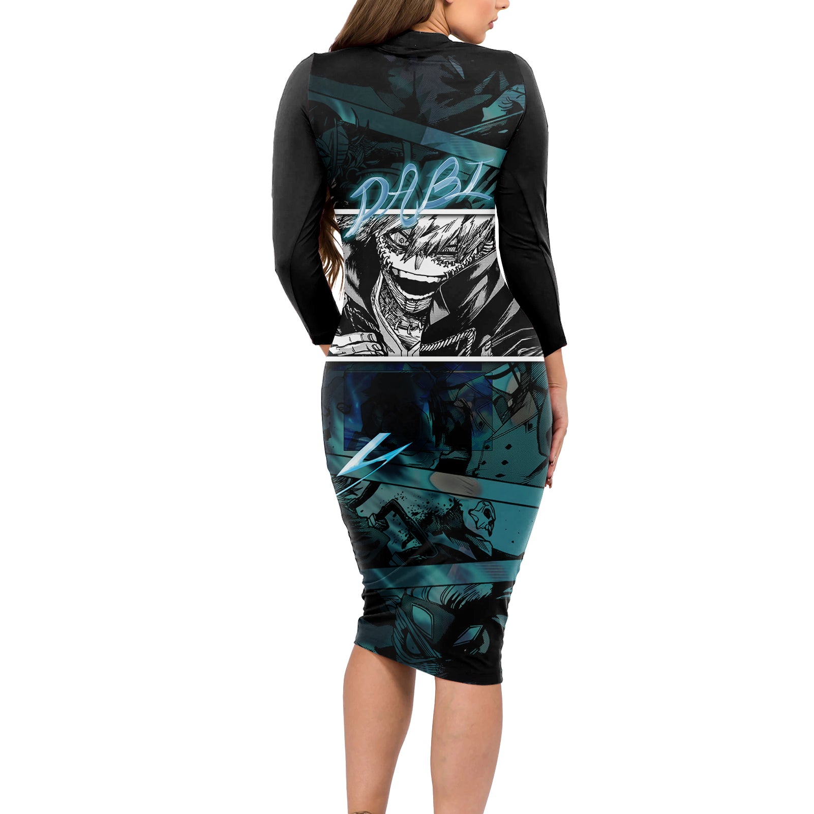 Dabi - My Hero Academia Long Sleeve Bodycon Dress Anime Mix Manga Style