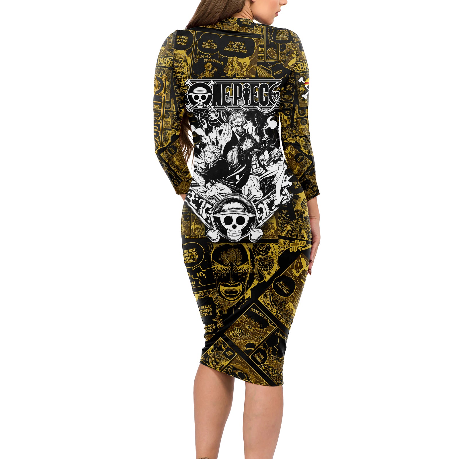Luffy - Zoro - Sanji One Piece Long Sleeve Bodycon Dress Manga Style