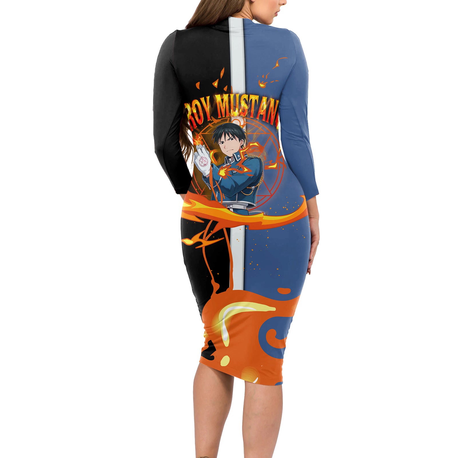 Mustang Roy Fulmetal Achemist Long Sleeve Bodycon Dress Anime Style