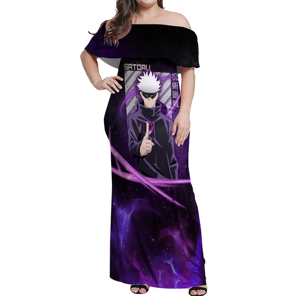 Gojo Satoru - Jujutsu Kaisen Off Shoulder Maxi Dress Aura Anime Galaxy Style