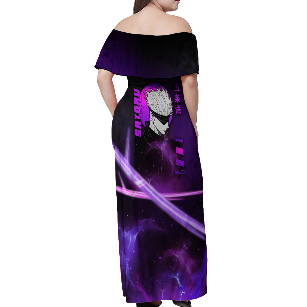 Gojo Satoru - Jujutsu Kaisen Off Shoulder Maxi Dress Aura Anime Galaxy Style