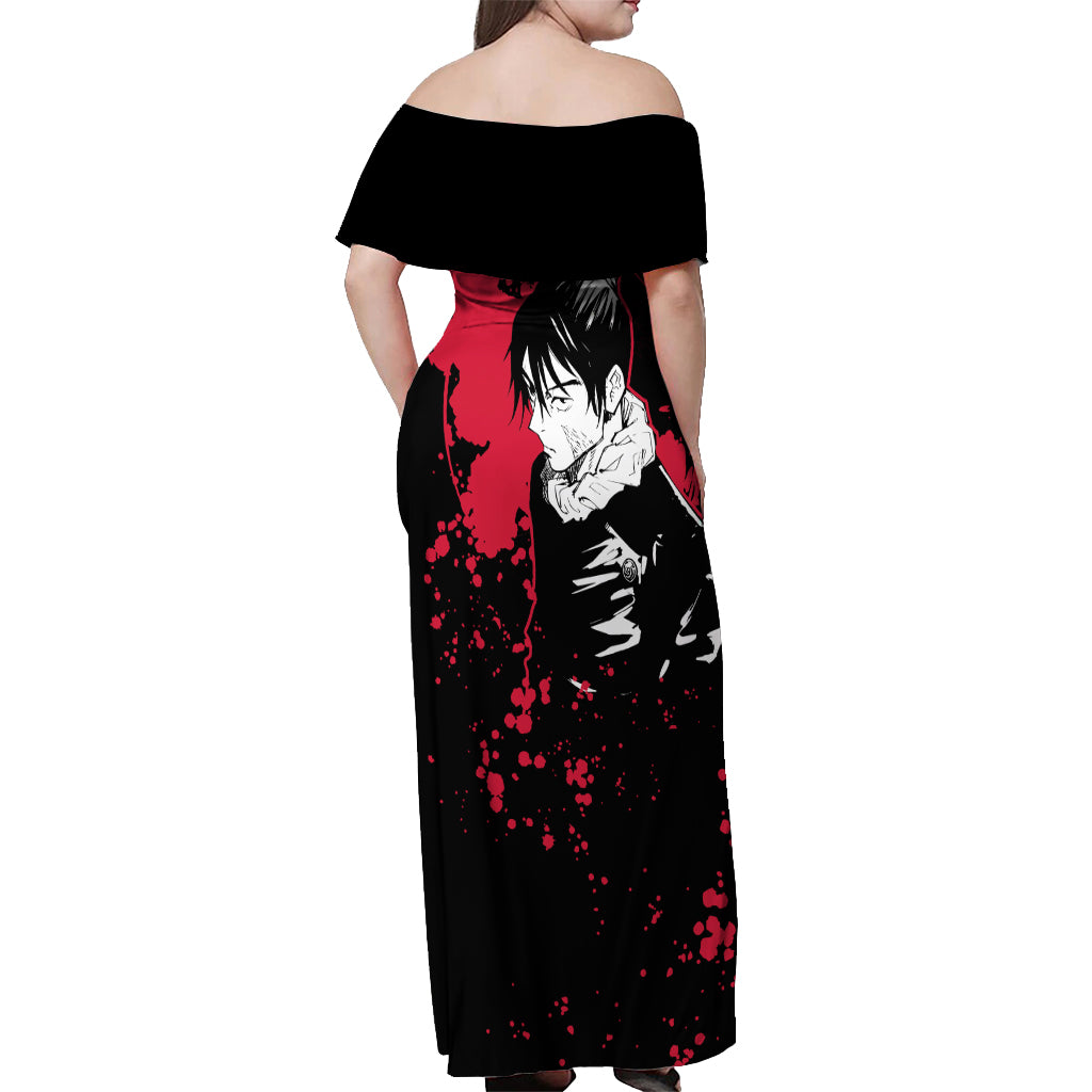 Kokichi Muta Jujutsu Kaisen Off Shoulder Maxi Dress Manga Style Art