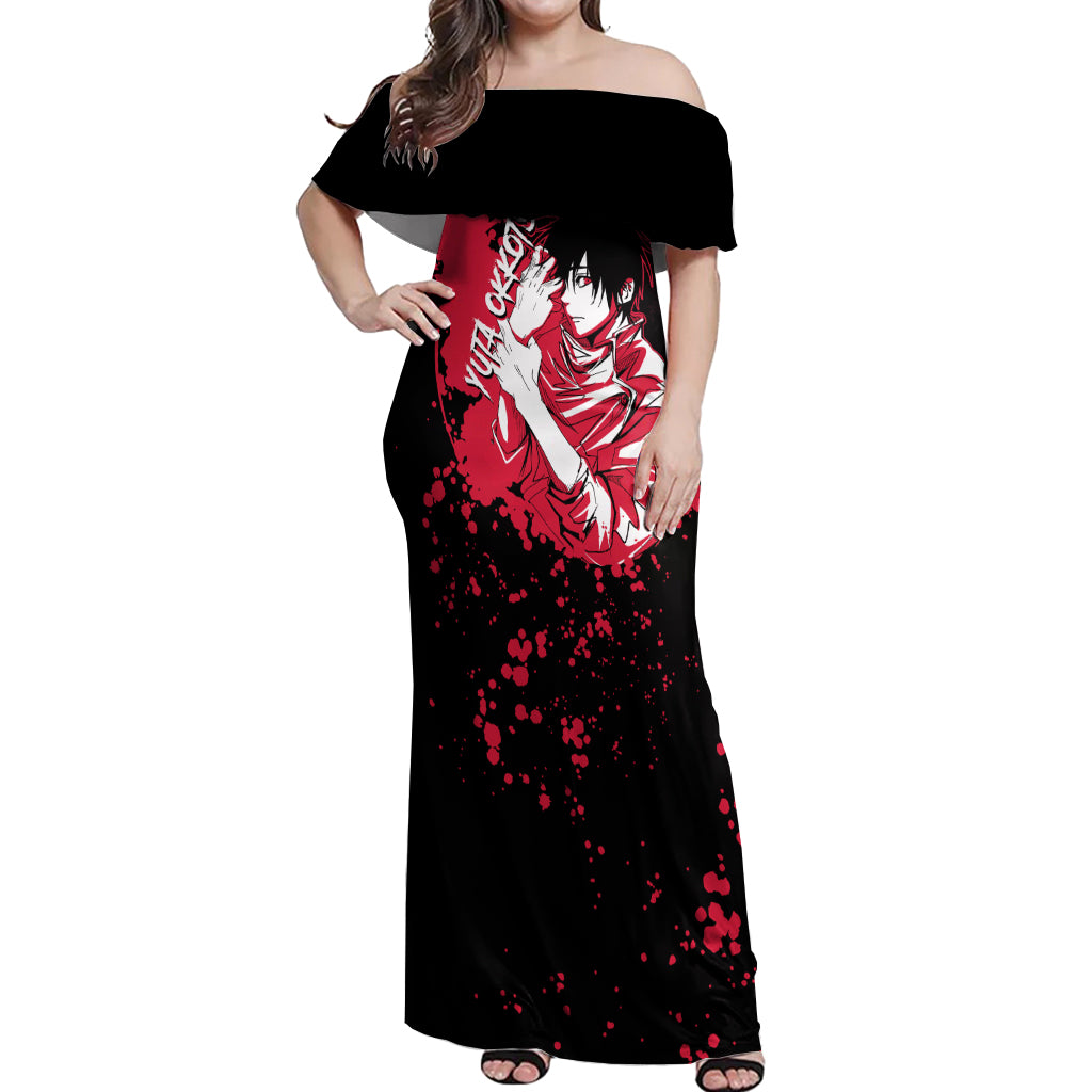 Yuta Okkotsu Jujutsu Kaisen Off Shoulder Maxi Dress Manga Style Art