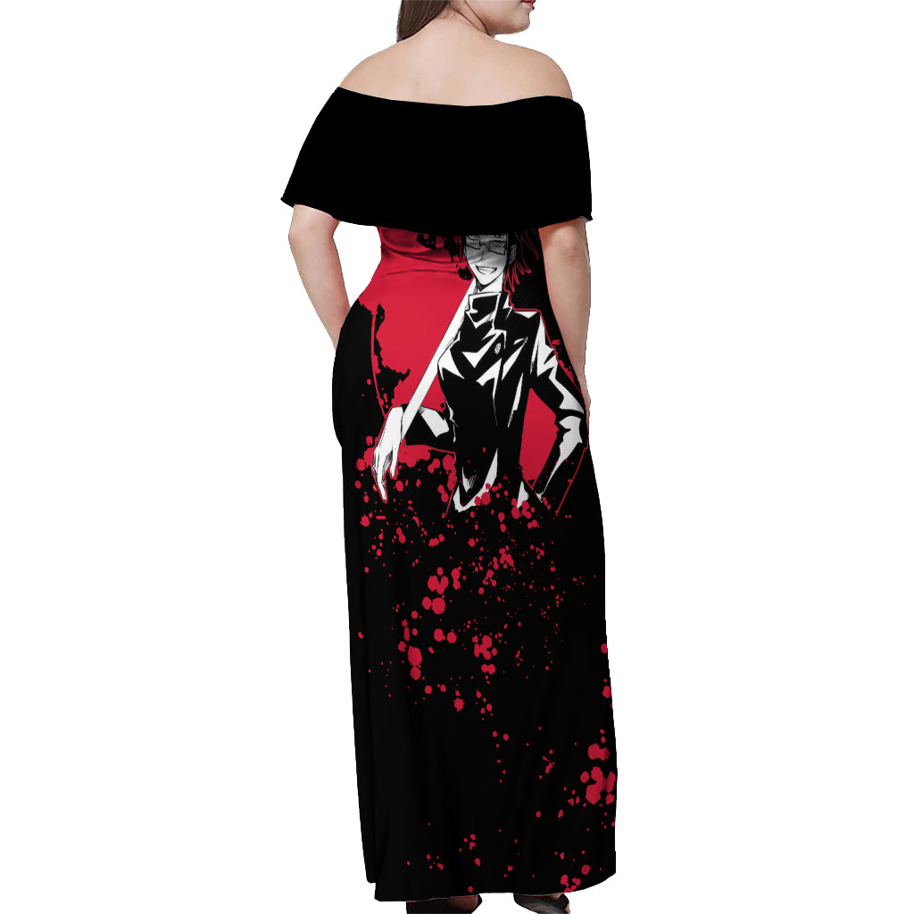 Maki Zenin Jujutsu Kaisen Off Shoulder Maxi Dress Manga Style Art