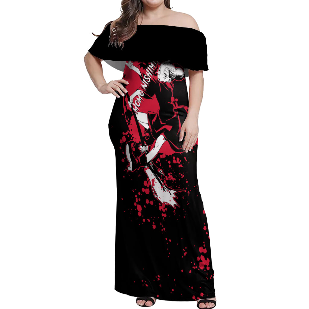 Momo Nishimiya Jujutsu Kaisen Off Shoulder Maxi Dress Manga Style Art