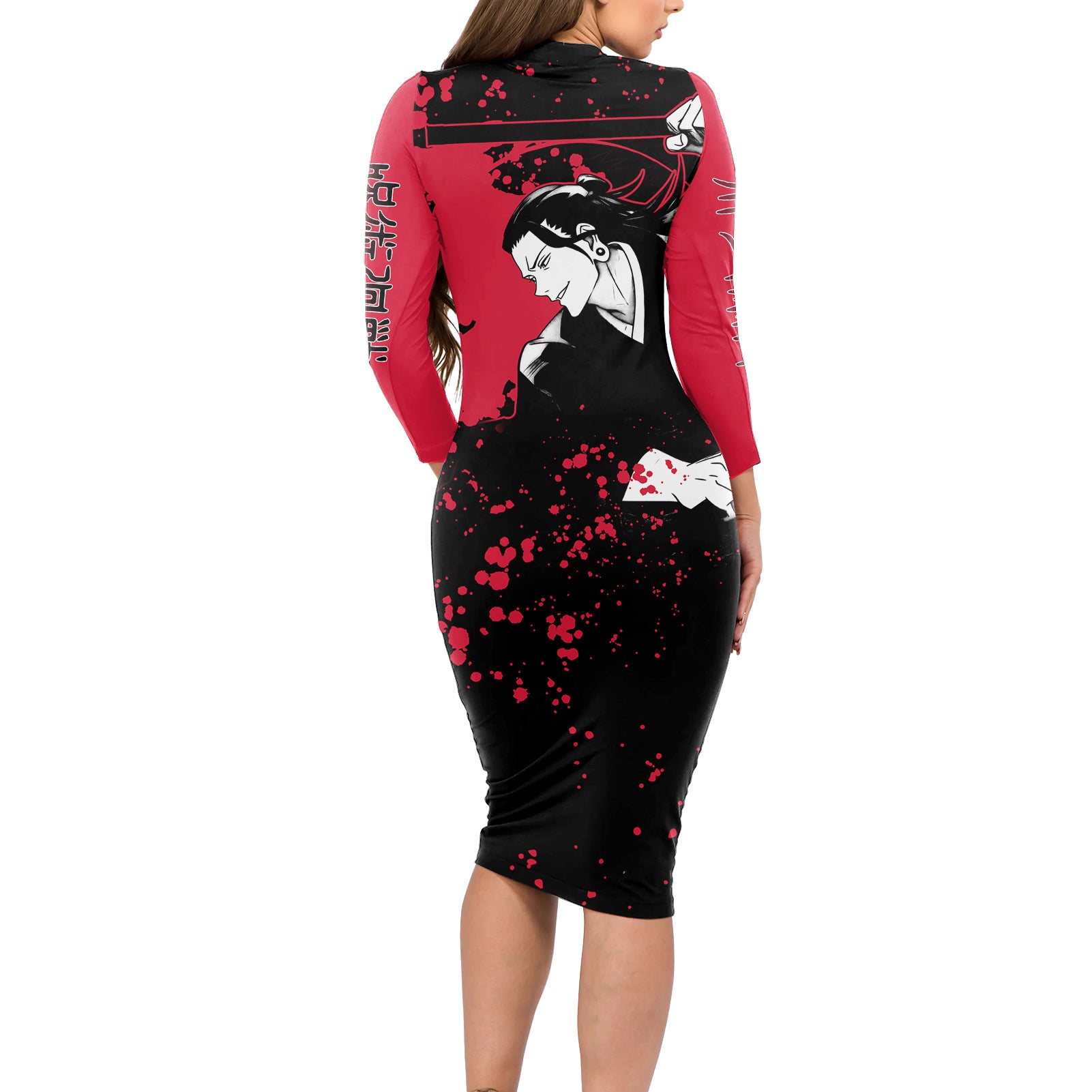Suguru Geto Jujutsu Kaisen Long Sleeve Bodycon Dress Manga Style Art