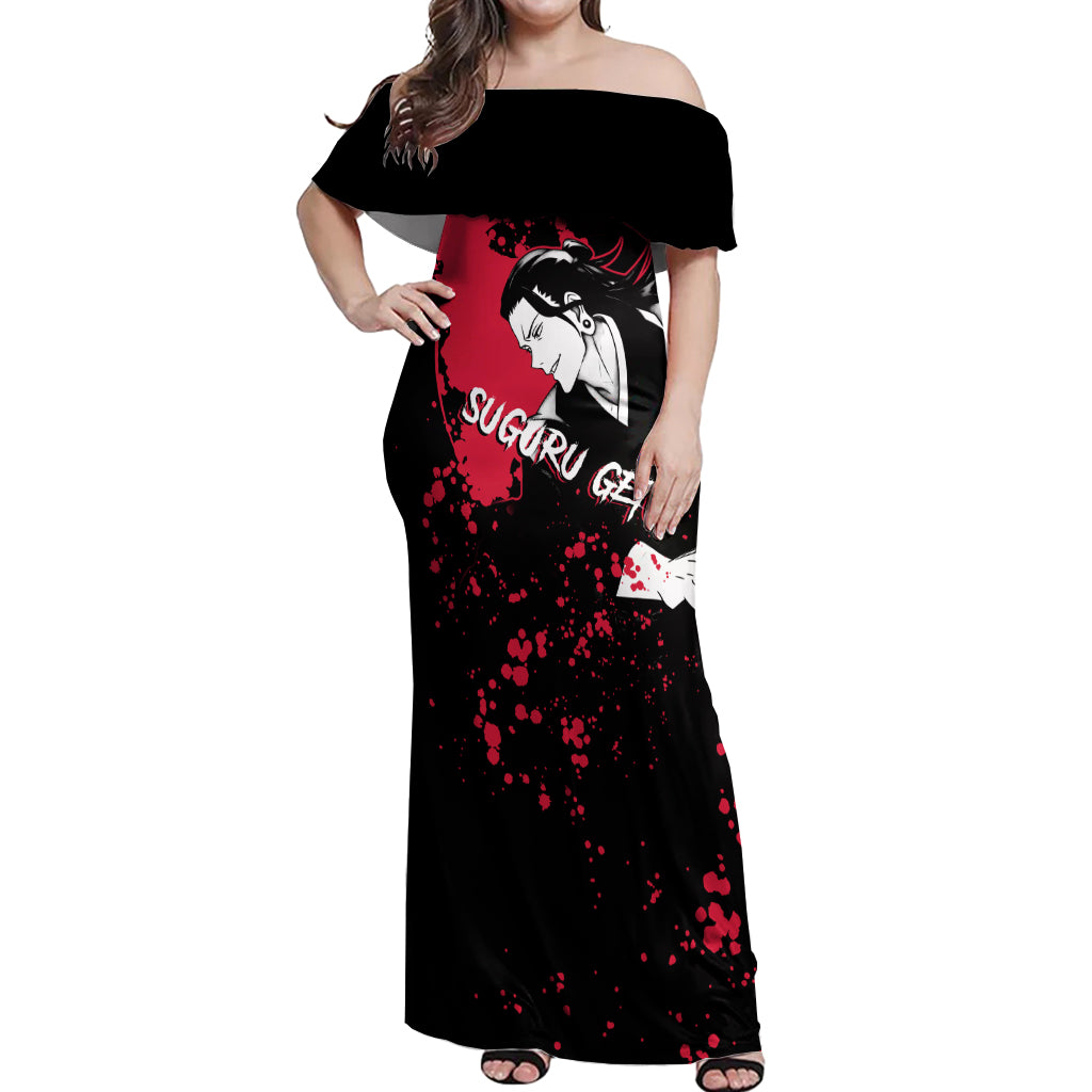 Suguru Geto Jujutsu Kaisen Off Shoulder Maxi Dress Manga Style Art