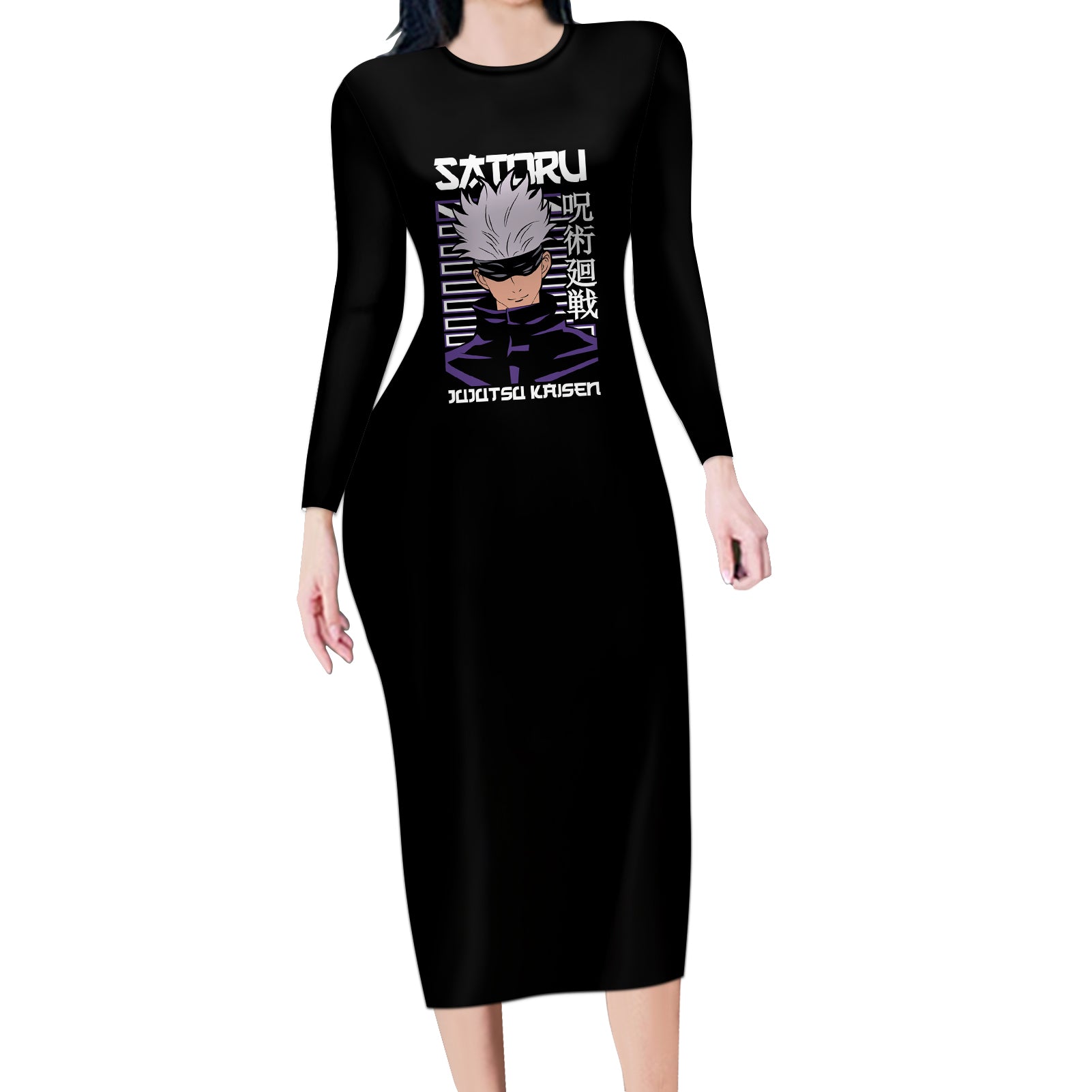 Gojo Satoru Jujutsu Kaisen Long Sleeve Bodycon Dress Anime Style