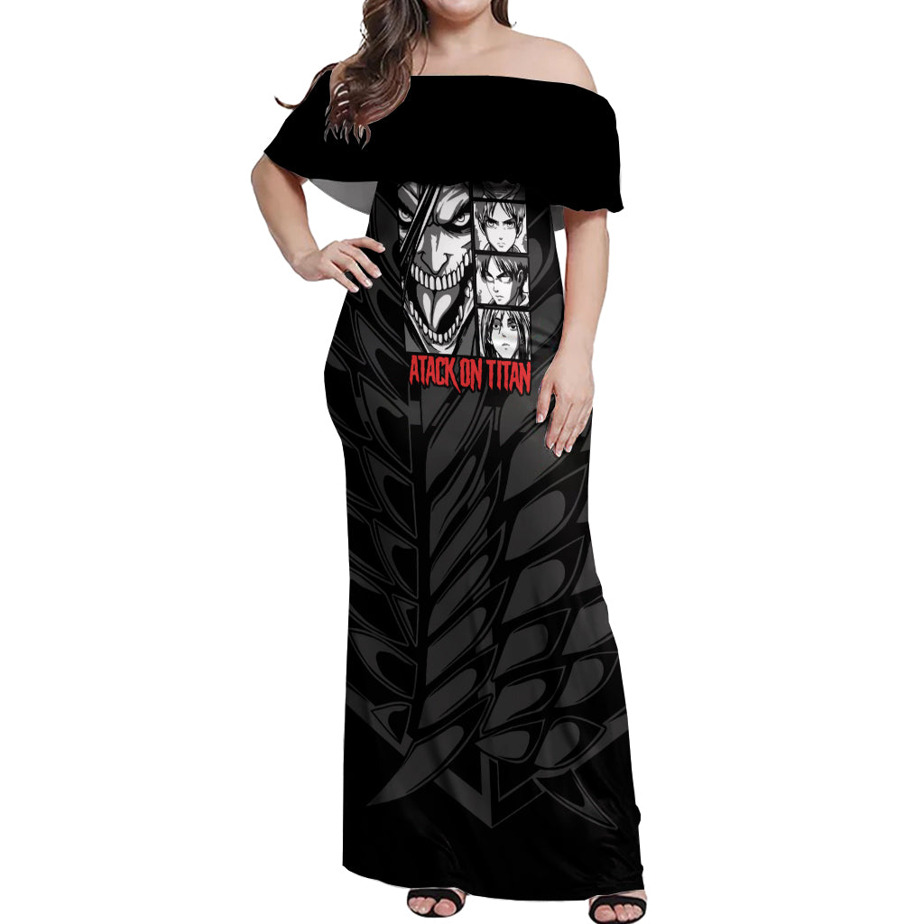 Atack On Titan Character Off Shoulder Maxi Dress Anime Mix Manga Style