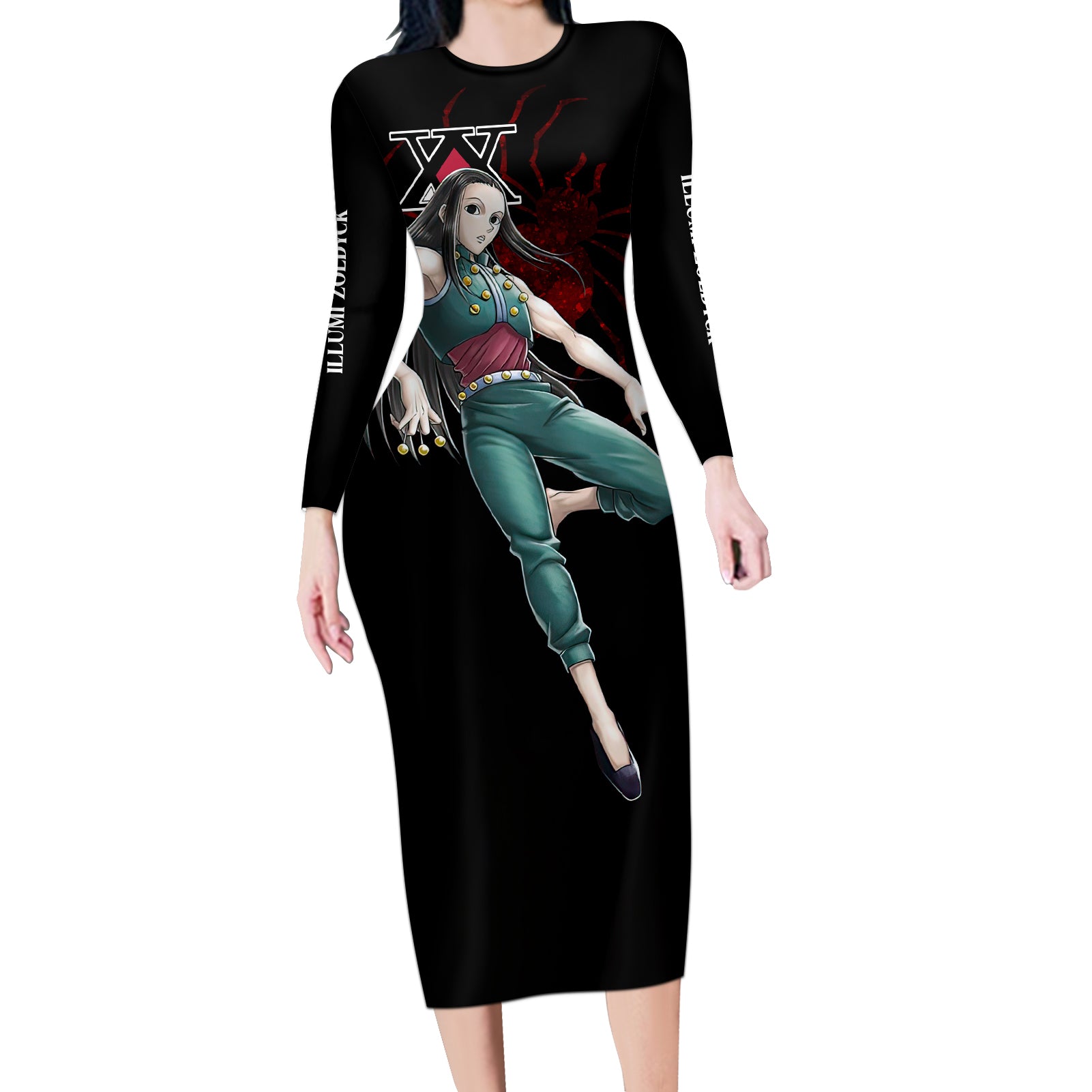 Illumi Zoldyck Phantom Troupe Hunter X Hunter Long Sleeve Bodycon Dress Anime Style