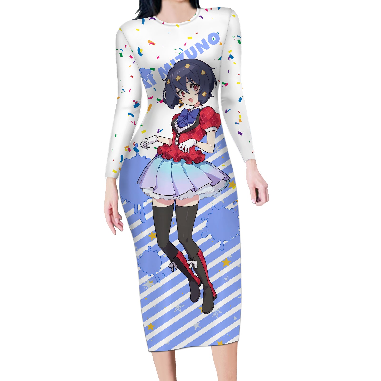 Zombie Land Saga Ai Mizuno Long Sleeve Bodycon Dress Anime Style