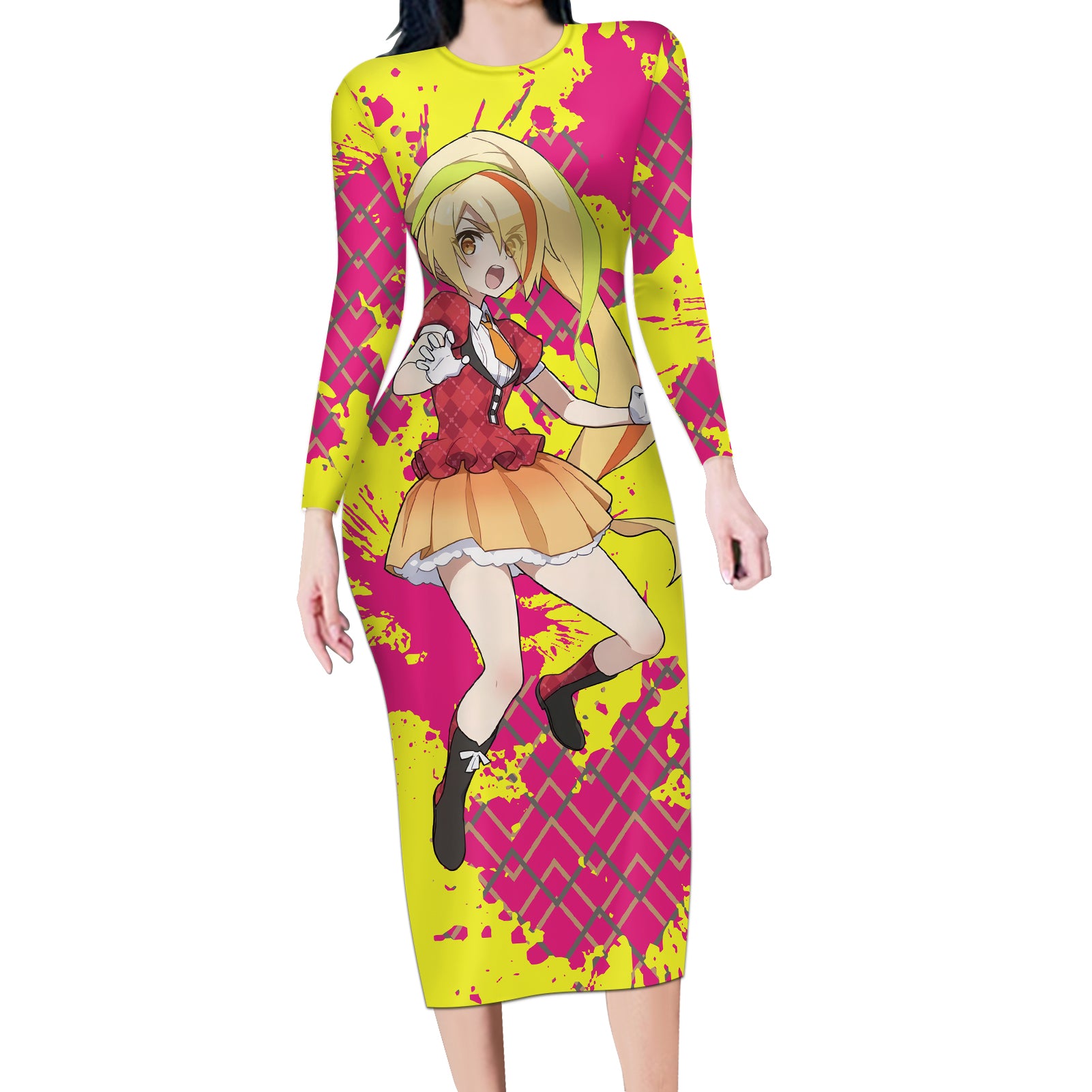 Zombie Land Saga Saki Nikaido Long Sleeve Bodycon Dress Anime Style